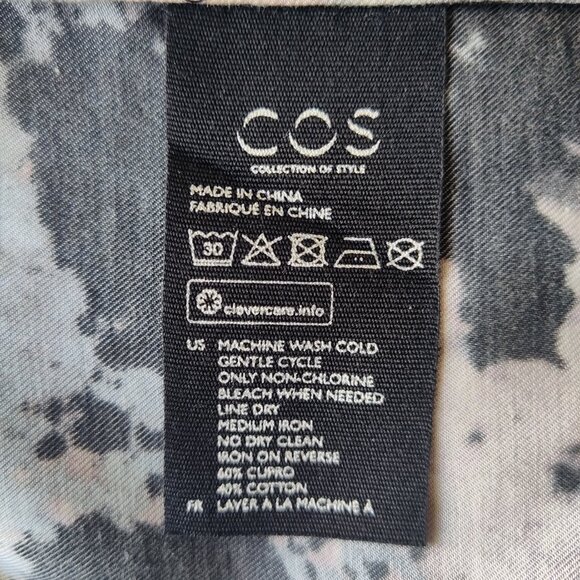 COS Bohemian Abstract Splatter Print Cupro Cotton Slouchy Sack Dress w Pockets 8 - Picture 9 of 10